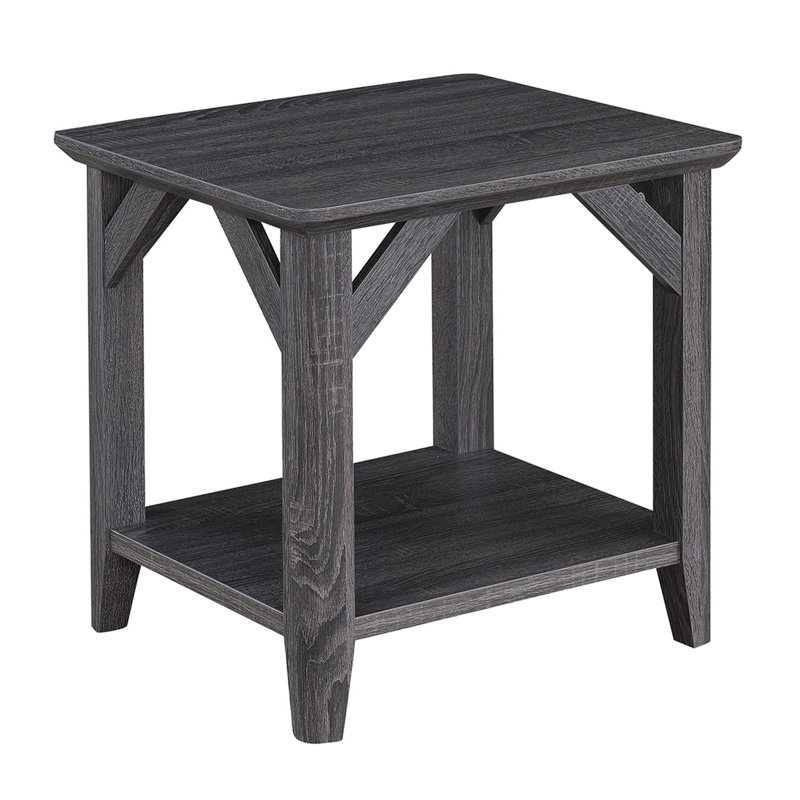 Table de bout avec rangement Keffer, Gris patiné