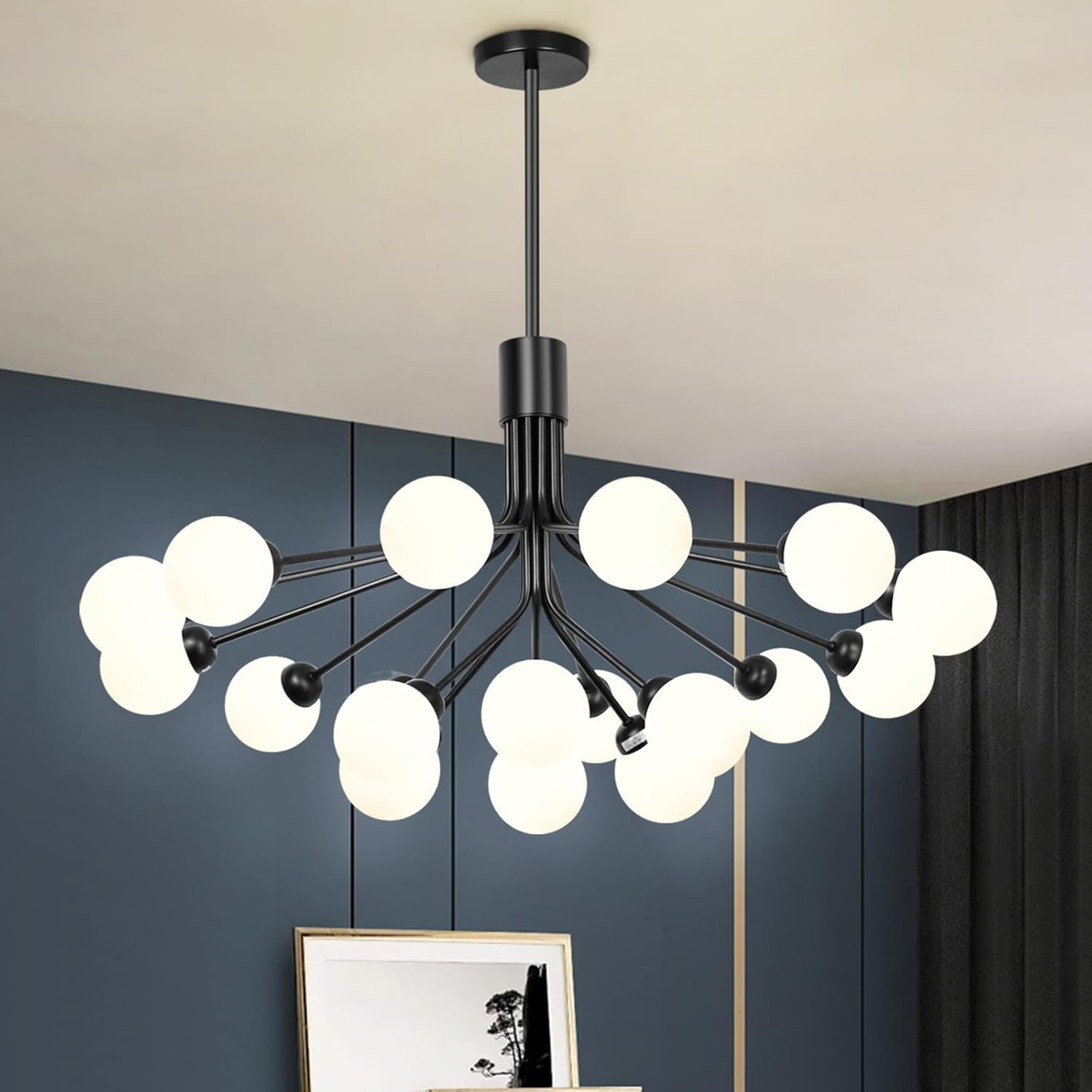 Depuley Sputnik Kronleuchter - 9-Light Mid Century Design Mit Gold & Glas