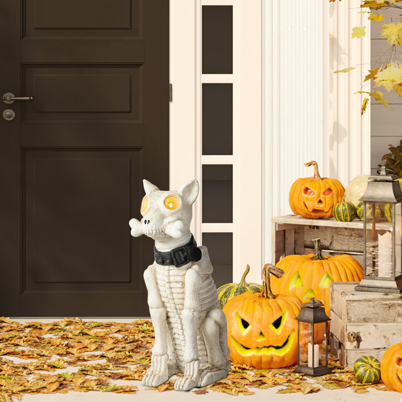 20.50"H Ligted Halloween Lighted MGO Skeleton Dog Porch Decor With Timer