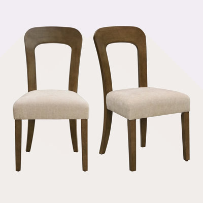 Dining Chairs Set Of 2, Upholstered Kitchen Side Chairs With Fabric Seating Solid Rubber Wood Legs, 330 LBS Weight Capacity