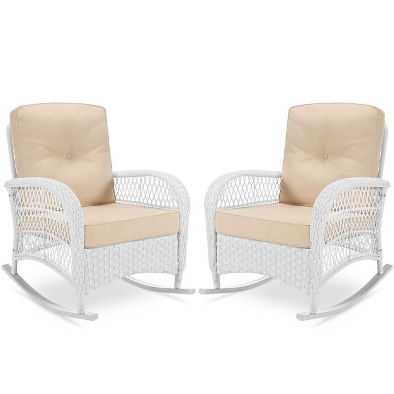Chaise berçante d'extérieur en osier Cidalina, Beige