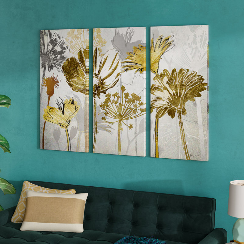 Summers Field - Ensemble de 3 reproductions d'images sur toiles, H 24 po x l 48 po x P 1,5 po