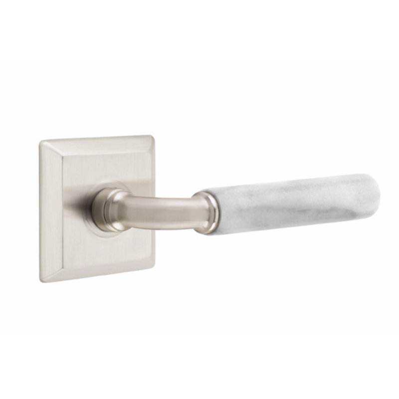 Ensemble de leviers de passage Emtek Select, rosette Quincy, tige R-Bar, poignée terrazzo légère, CF, Gauche