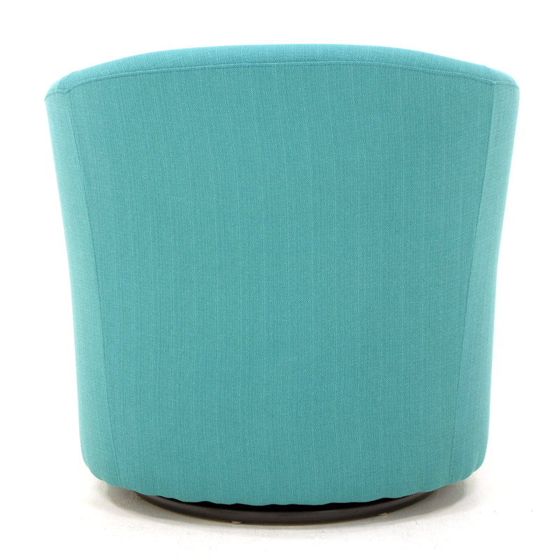 Hansell Upholstered Swivel Barrel Chair, Klein Peacock Basketweave