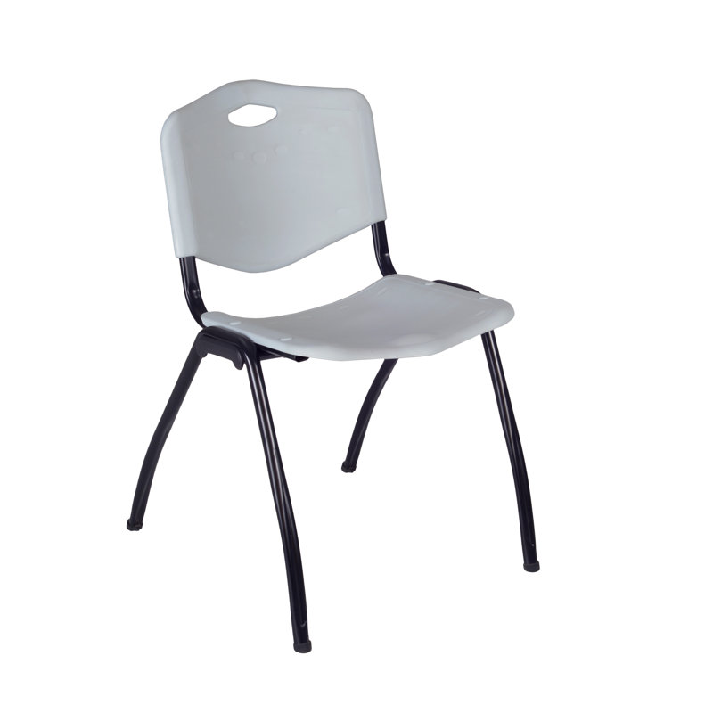 Industrial Gray Leather & Metal Stacking Chair - 20"W x 30"H