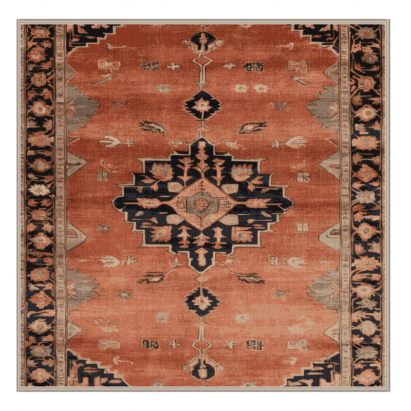Machine Washable Overdyed Brown Area Rug, Square 7'