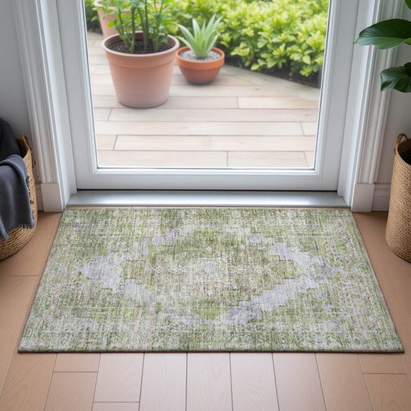 Tapis intérieur / extérieur lavable à la machine Jacinto ACN2140 Global, Rectangle 1 pi 8 po x 2 pi 6 po