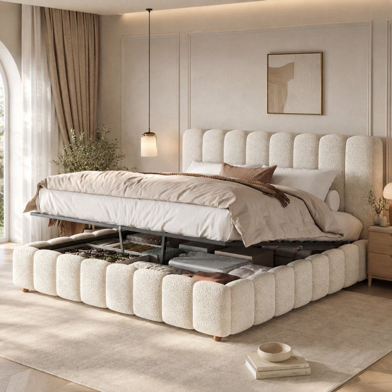 Upholstered Ottoman Storage Bed, Super King Size(6')