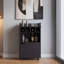 Bar Cart with 2 Open Shelves, 4 Wine Cubbies and a Hinged-Door Storage Cabinet-1735117634