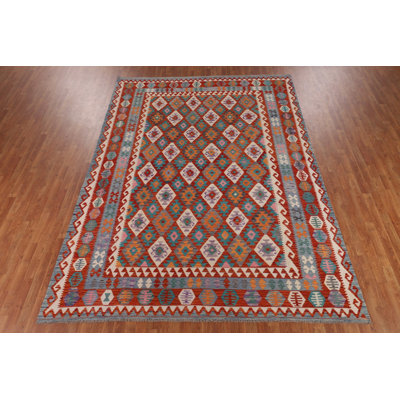 Trellis Flat Weave Kilim Wool Area Rug 8x11