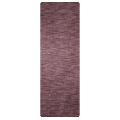 Biborka Hand Knotted Loom Wool Eco-Friendly Area Rugs - Runner, Purple Color, Plain Solid Design, High Pile Thick Handmade Anti Skid Area Rugs for Living Room, Bed Room