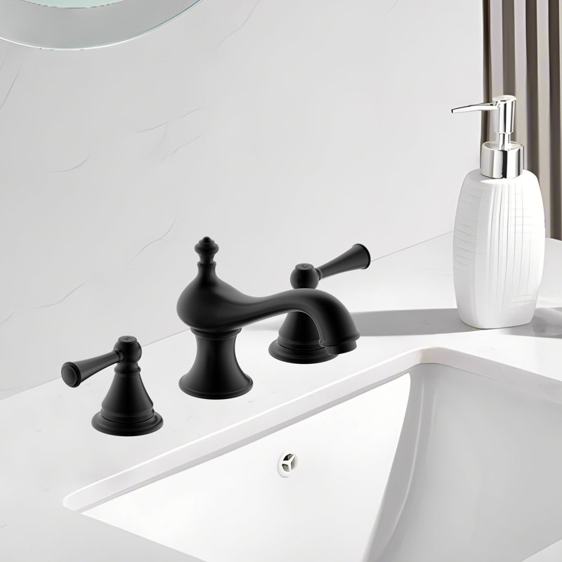 Robinet de salle de bain espacé Derengge, Noir mat