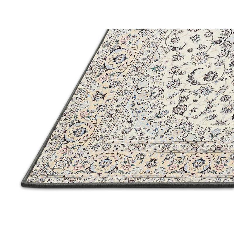 Tapis traditionnel beige / bleu Goner, Rectangle 4 pi x 6 pi