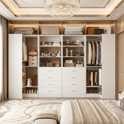 Closet System With Drawers, Shelves,Hanging Rods