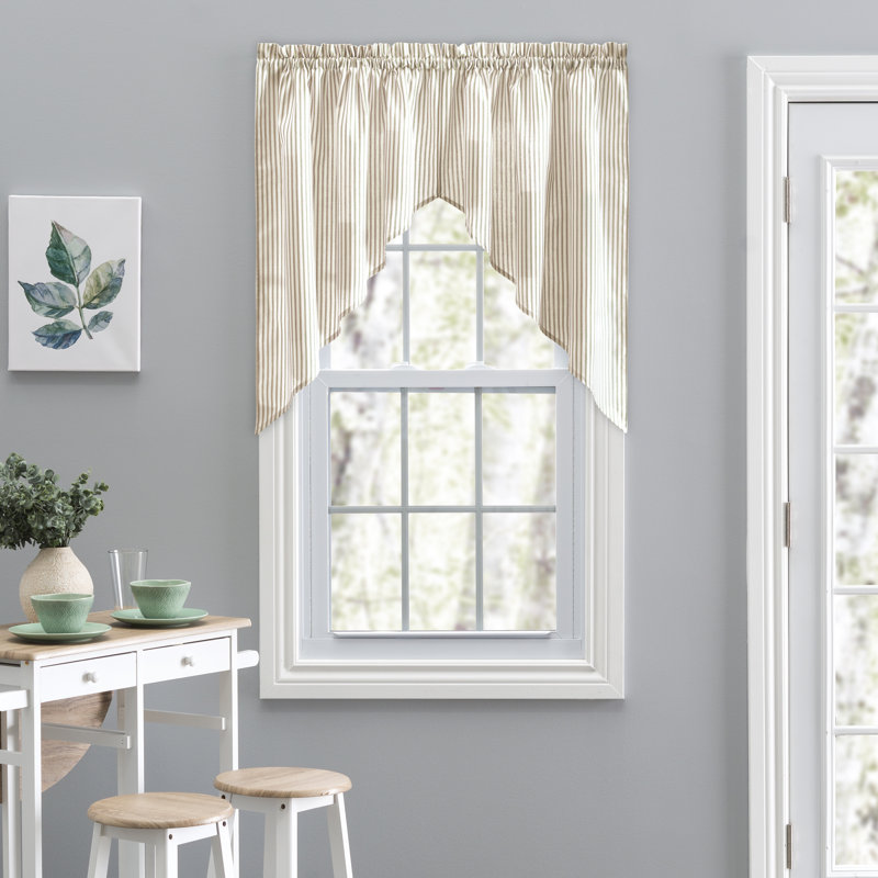 Charis Cotton Blend Striped Swag Window Valance, Tan