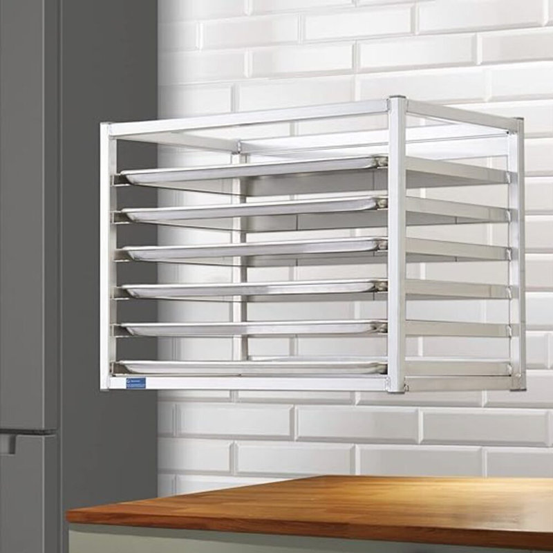 Support mural en acier inoxydable pour 6 moules à brioches, 53 cm H x 71 cm L x 46 cm P