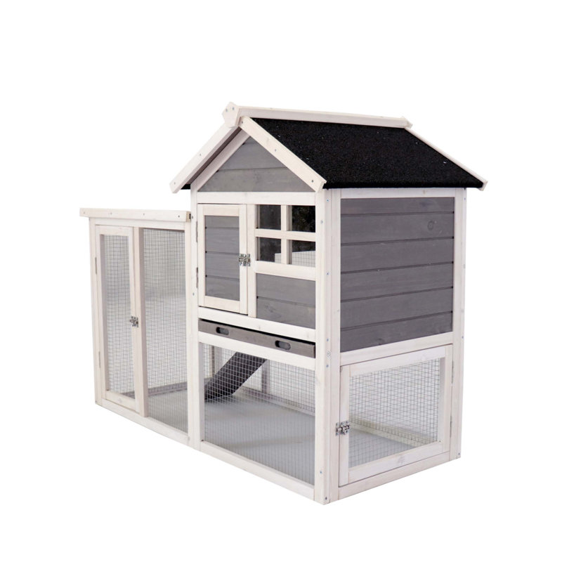 Demarquise Rabbit Hutch, Gray, 36.8" H x 24.4" W x 48" D