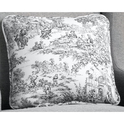 Victoria Park Toile Cotton Reversible Throw Pillow