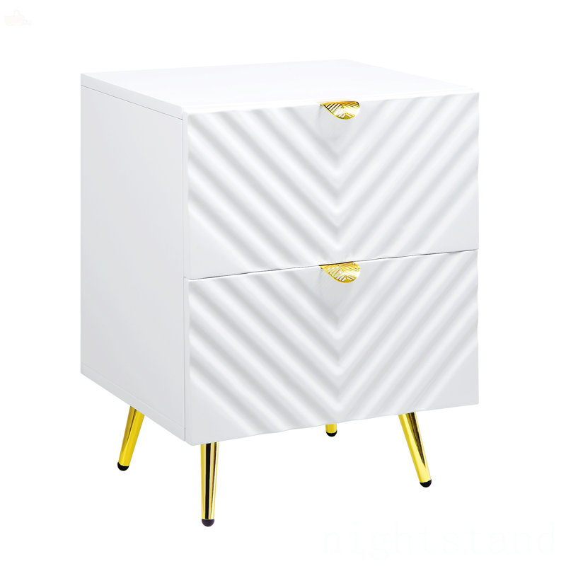 Canesha 2-Drawer Nightstand in High Gloss, White
