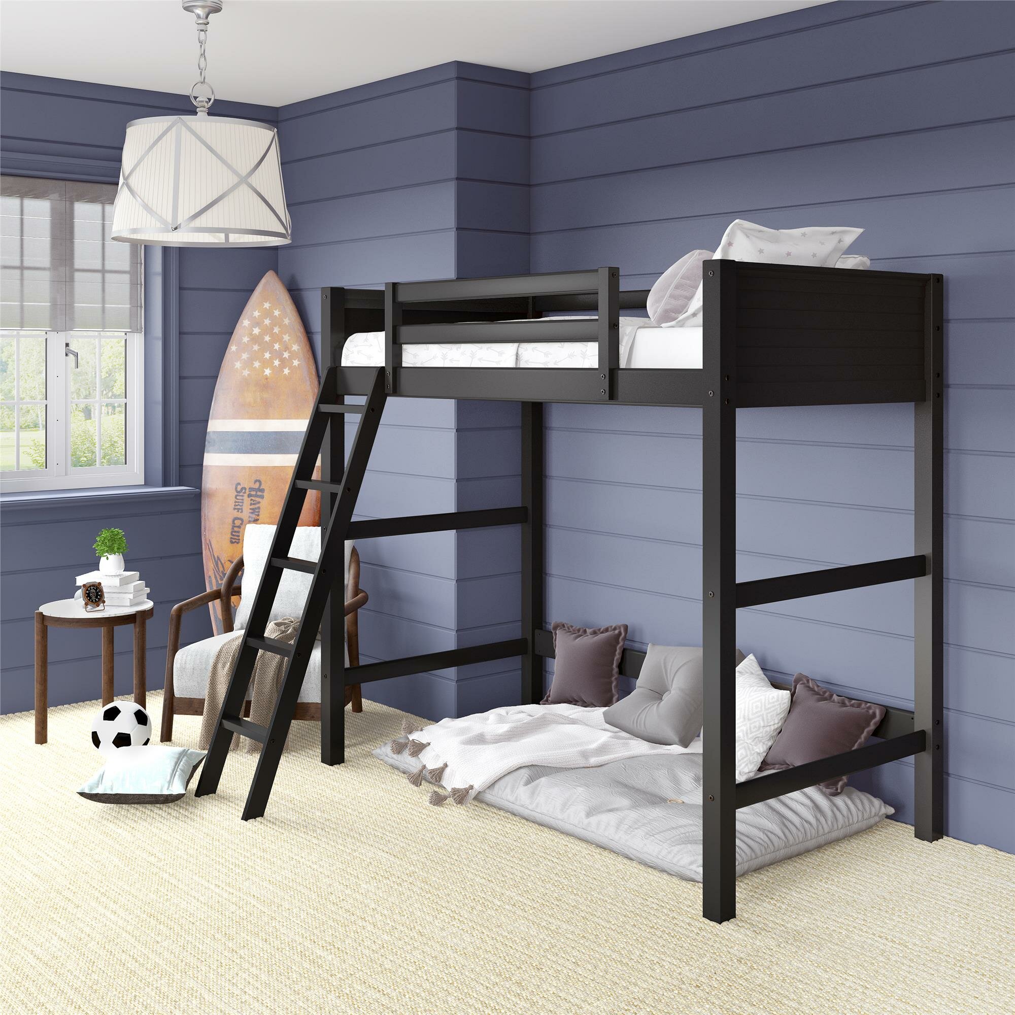 Twin loft shop bed black