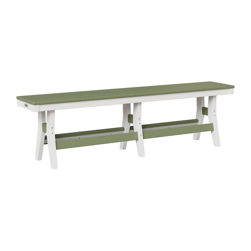 Harbor Outdoor Dining Bench, 18" H x 66" W x 12.5" D, Sage/White