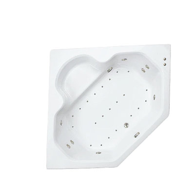 60" L X 60" W Corner Combination Acrylic Bathtub with Center Drain in White