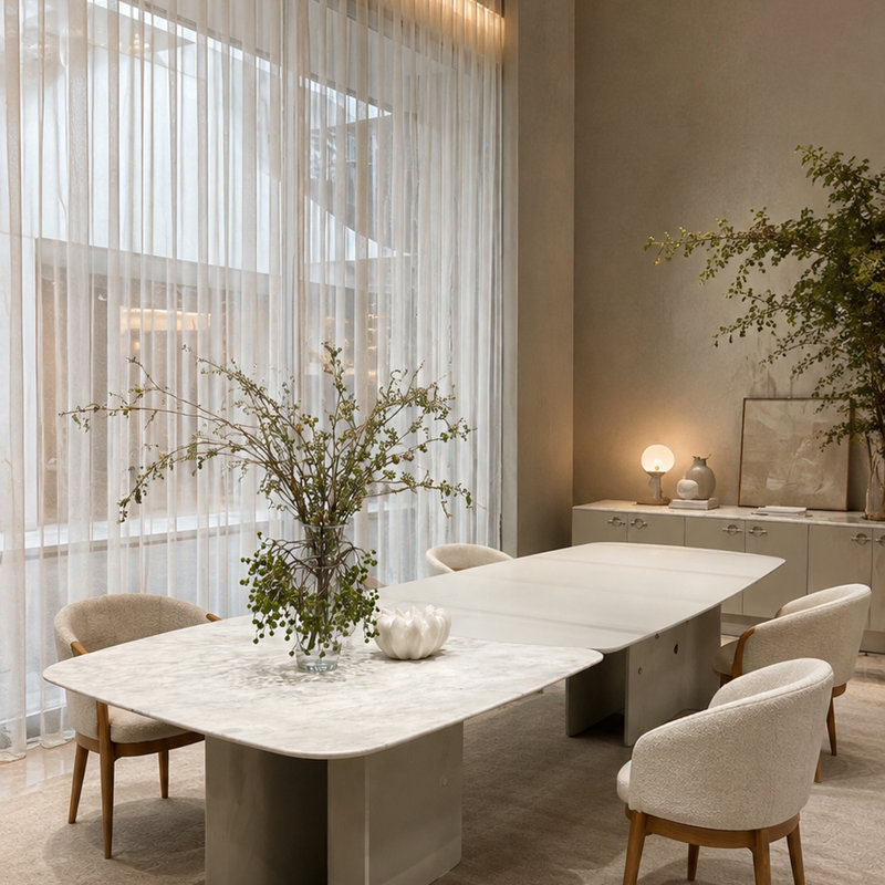Livorno 102.5" Rectangular Dining Table with real Marble
