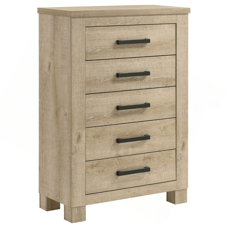 Commode 5 tiroirs en chêne vieilli