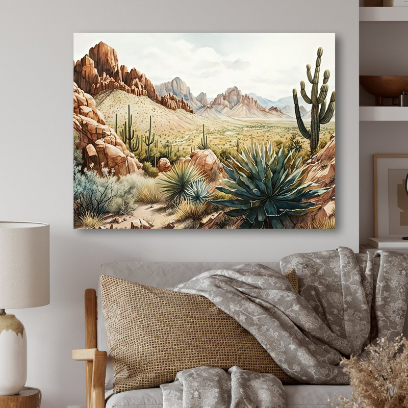 Arizona Desert IV - art mural occidental, H 24 po x l 32 po x P 1 po, Toile tendue