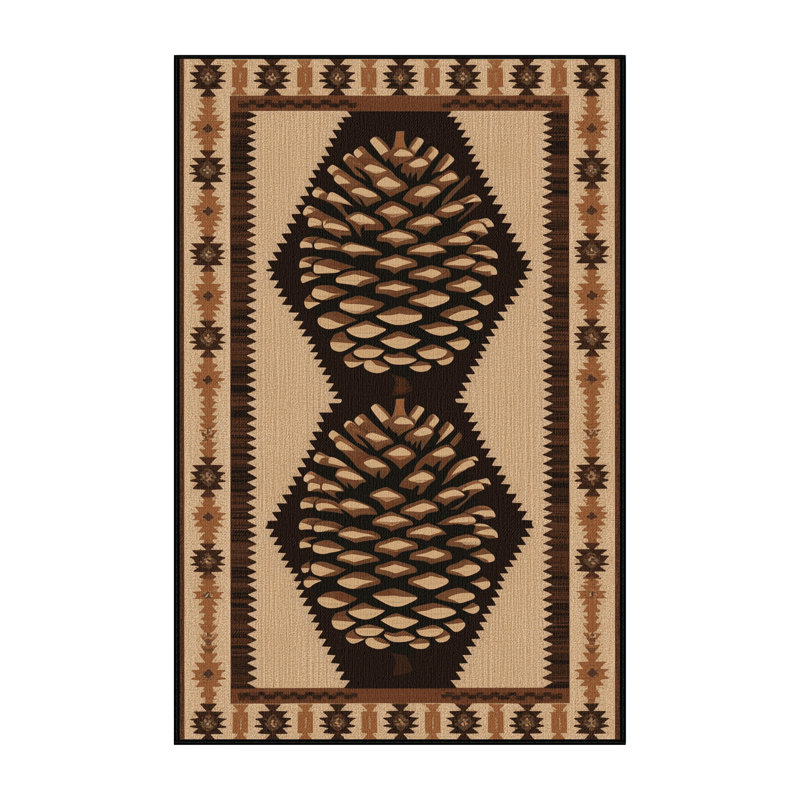 Washable Pinecone Southwestern Area Rug, Rectangle 3' x 5'