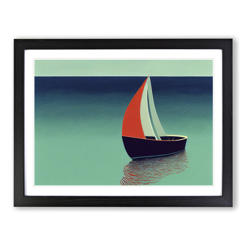 XH1022-6173X Modern Sailing Boat Vol.4 - Single Picture Frame Print, Black, 25cm H x 34cm W x 2cm D