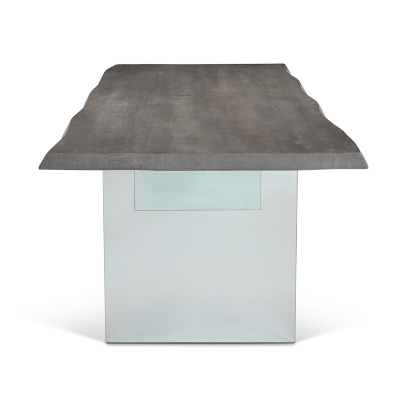 Brooks Solid Wood Double Pedestal Dining Table, 29.75"H x 116"L x 40"W, Sandblasted Gray
