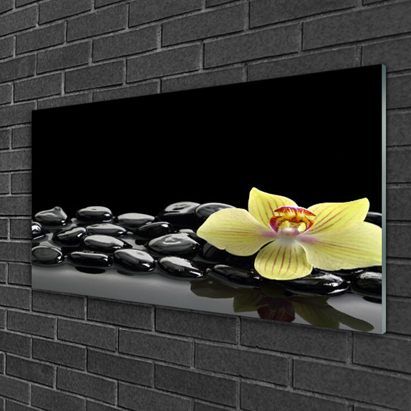 Kitchen Flower Stones 1 Piece Wall Art on Glass