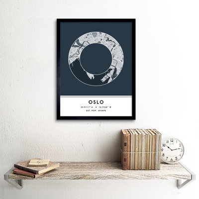 Oslo Norway City Map Navy - Single Picture Frame Typography