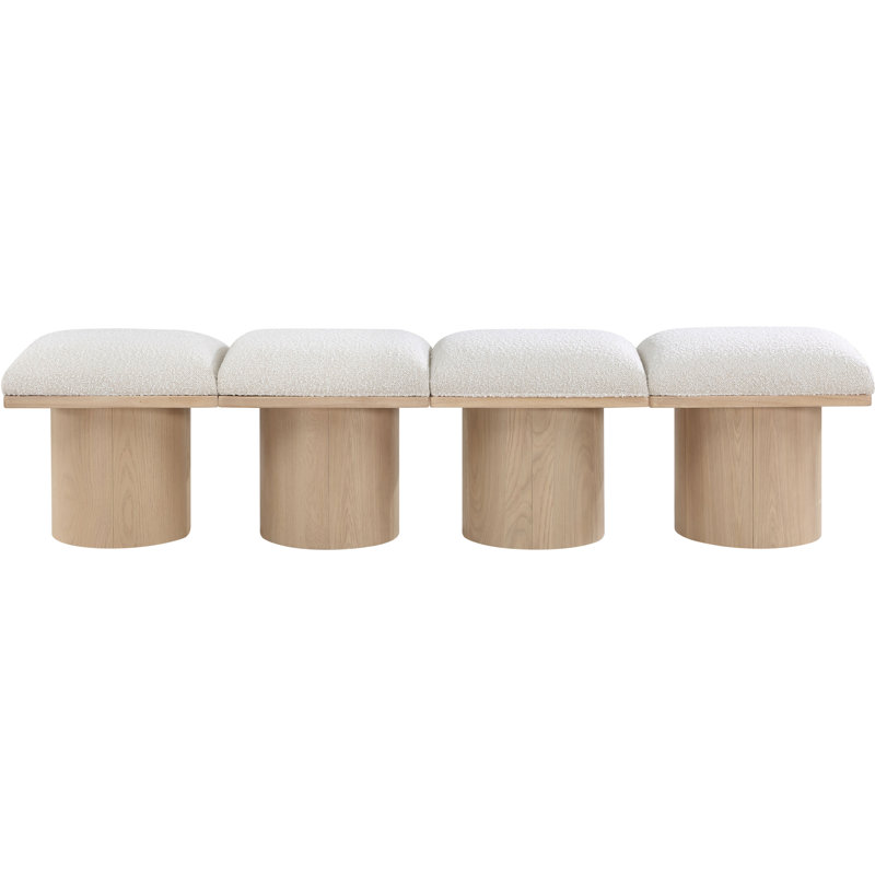 Horatia Boucle Upholstered Bench, 17.5" H x 72" W x 15.5" D, Natural, Cream Boucle Fabric
