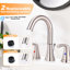 Robinet de lavabo de salle de bain surdimensionné à 2 poignées avec bec pivotant à 360 ° High Arc, ensemble de drain à tige de levage inclus, nickel brossé-110240502