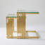 Ensemble de 2 tables basses dorées, plateau en verre trempé avec structure en acier inoxydable 201, table basse d'appoint moderne pour la chambre à coucher du salon