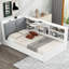 Lit plateforme simple en bois avec tête de lit avec rangement, tablettes et 2 tiroirs, blanc-1089278557-1089278556
