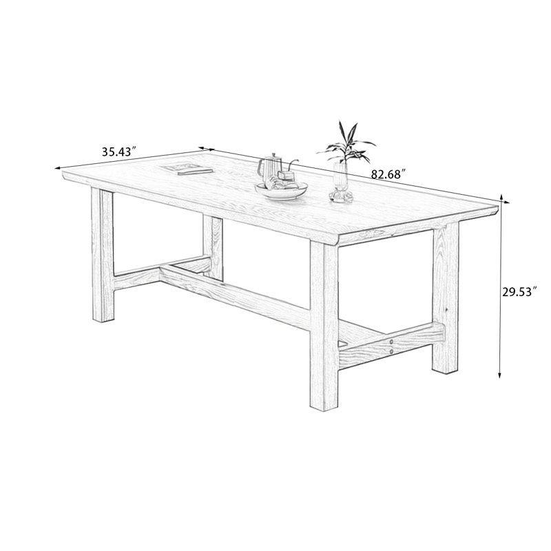 Burlywood Rectangular Solid Wood Butterfly Leaf  Dining Table, 29.53"H x 82.68"L x 35.43"W