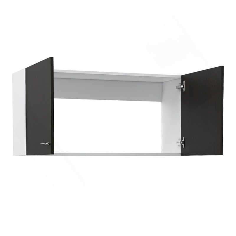 Armoire murale Toran, deux tablettes, double porte, finition wengé noir, Noir