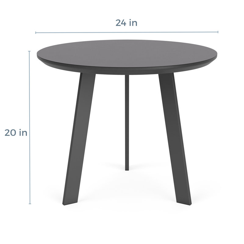 Dessus en stratifié à haute pression de 24 po de diamètre avec pieds en acier Luxe, Gris anthracite, Noyer cacao