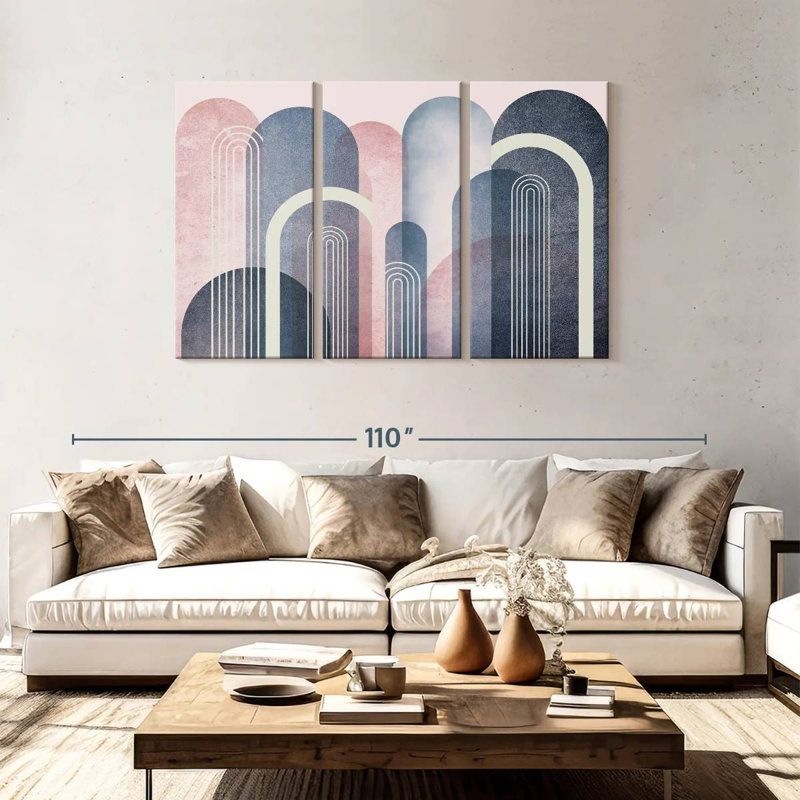 Avery Mid-Century Arches Blush marine, H 48 po x l 74 po