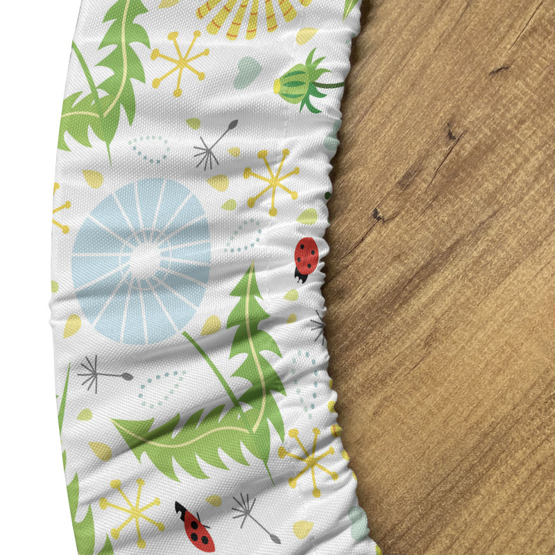 East Urban Home Dandelion Fitted Round Tablecloth Pale Blue Yellow, 67.72" Round