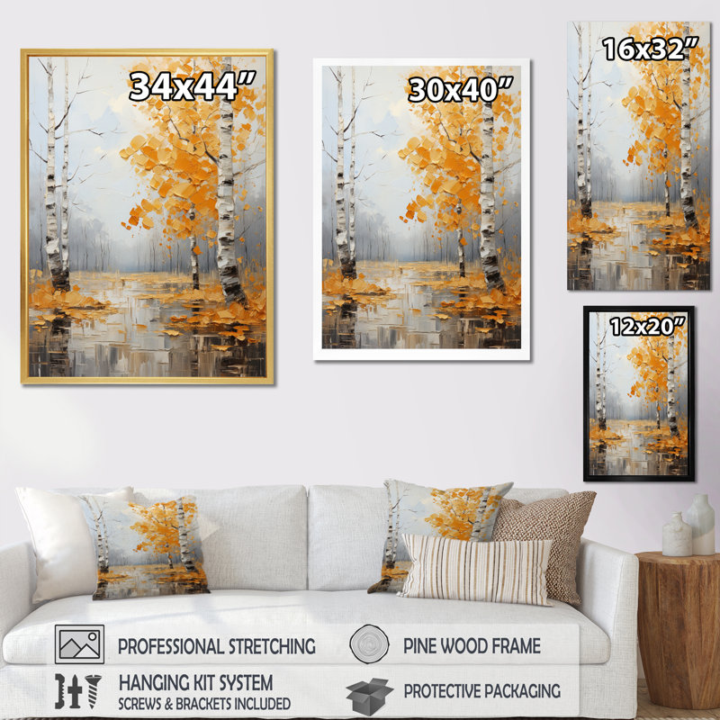 Sonate d'automne Catlee Birch Woods, Encadrement doré, H 20 po x l 12 po x P 1 po