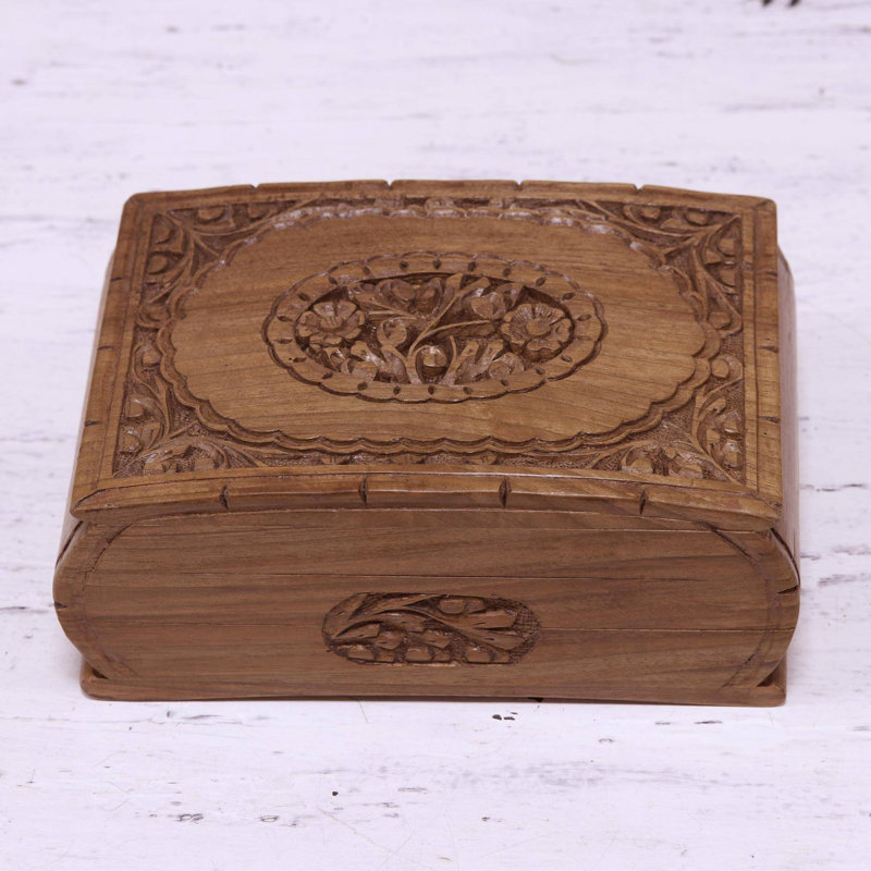 Boîte à bijoux florale en bois