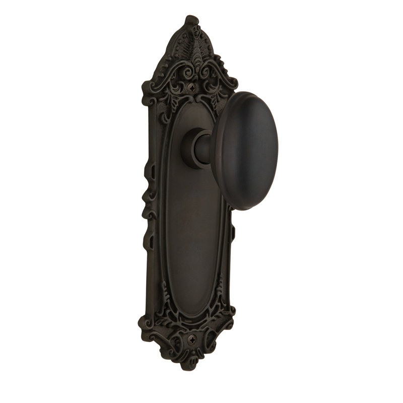 Plaque victorienne avec bouton de porte Homestead, 2-3/4", Bronze frotté à l'huile