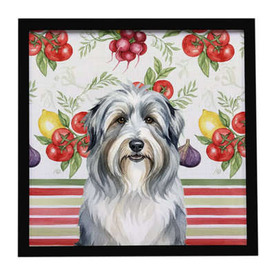 Bearded Collie Vegetables Framed Metal Print