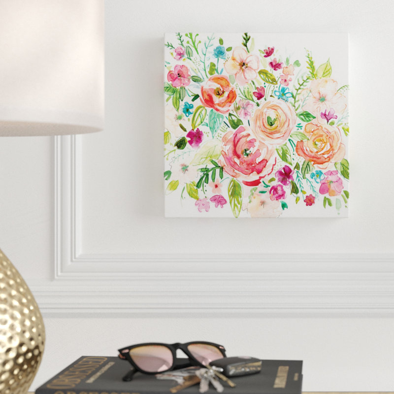 « de jardin illustré », peinture sur toile tendue, H 10 po x l 10 po x P 1,5 po