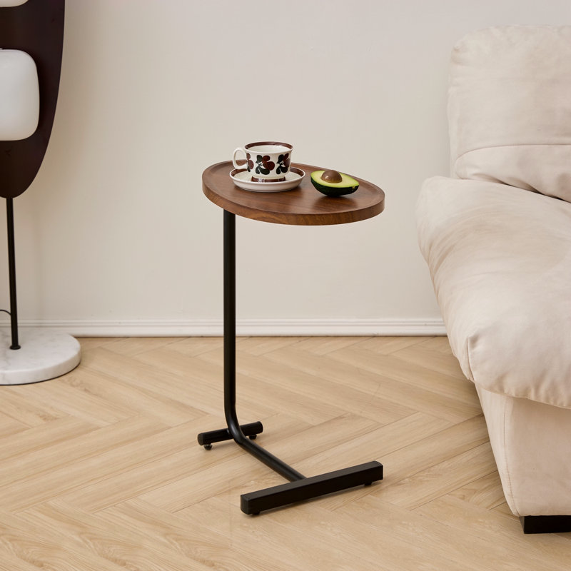 Table d'appoint brune en forme de C, 1, Brown, Noir
