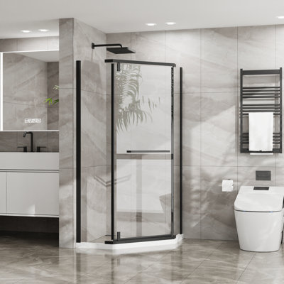 Cabine de douche pivotante demi-cadre l 34 po x P 32 po x H 72 po (sans base de douche)